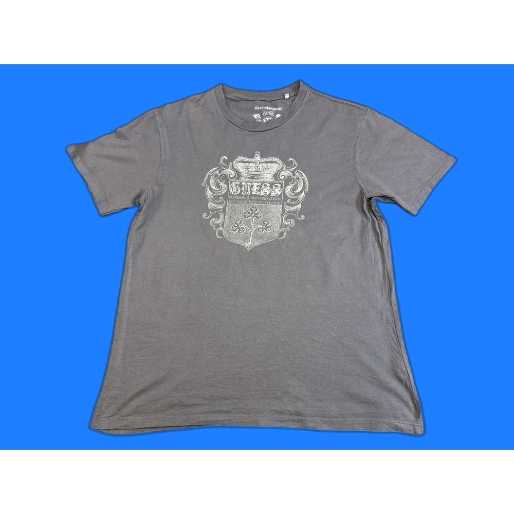 Guess Vintage Graphic Tee Short Sleeve Crewneck M Gray Cotton Guatemala USA